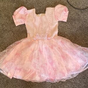 Girls' Pink Tulle Party Dress with Rosette Trim